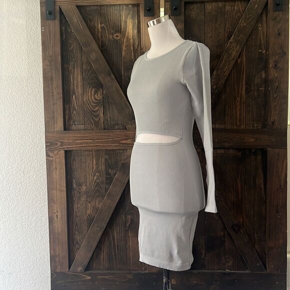 Cut Out Waist Bodycon Dress Long Sleeve Mini Hourglass Shape Wear Dress - Picture 4 of 9